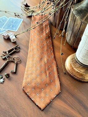 Stafford Men's 100% silk Geometric Tie in Brown & Blue